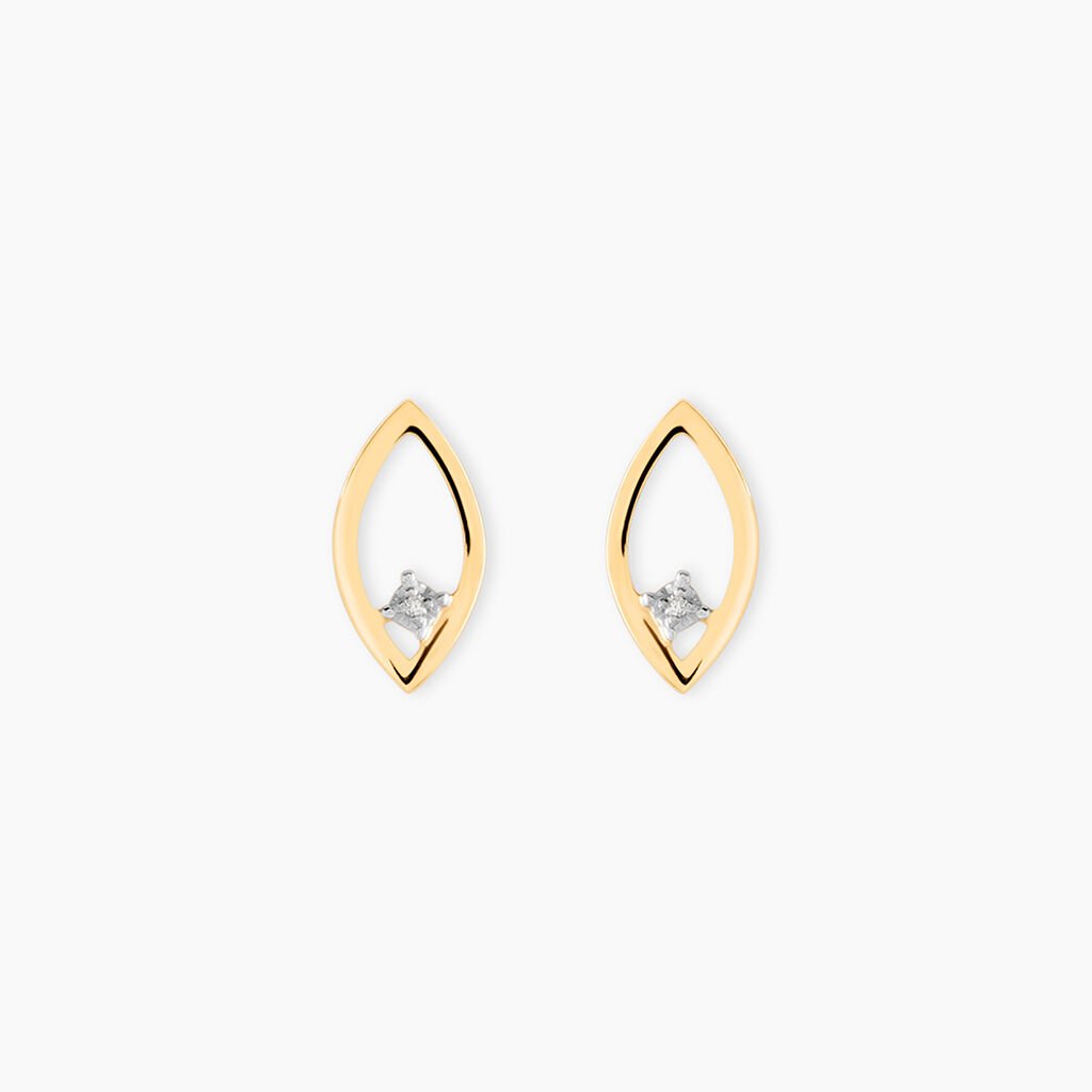 Boucles D'Oreilles Puces Orso Or Jaune Diamant - Clous d'oreilles Femme | Histoire d&rsquo;Or