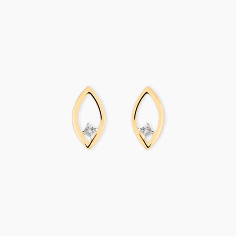 Boucles D'Oreilles Puces Orso Or Jaune Diamant - Clous d'oreilles Femme | Histoire d&rsquo;Or