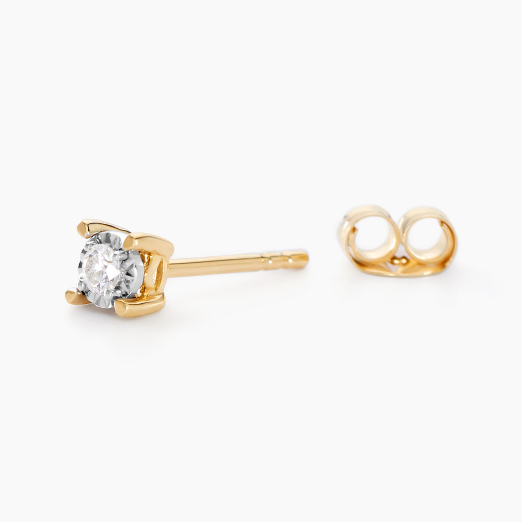 Boucles D'oreilles Puces Diamotion Or Jaune Diamant - Clous d'oreilles Femme | Histoire d’Or