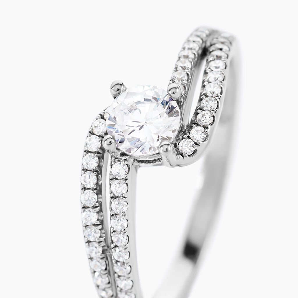 Bague Chrystel Argent Blanc Oxyde De Zirconium - Bagues solitaires Femme | Histoire d&rsquo;Or