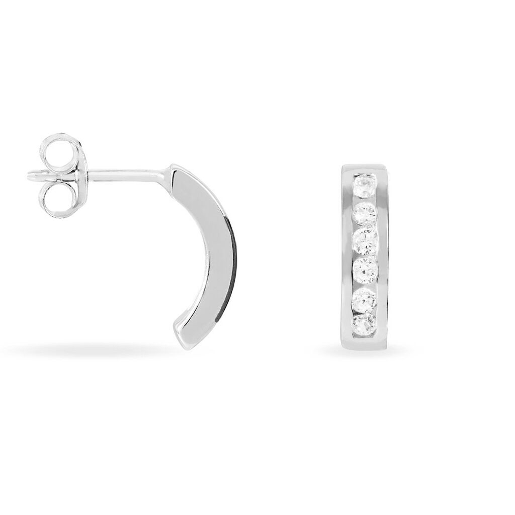 Créoles Tuna Rondes Argent Blanc Oxyde De Zirconium - Boucles d'oreilles créoles Femme | Histoire d’Or