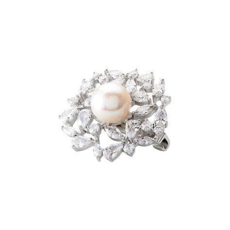 Broche Kaki Argent Blanc Perle De Culture - Autres bijoux Femme | Histoire d’Or