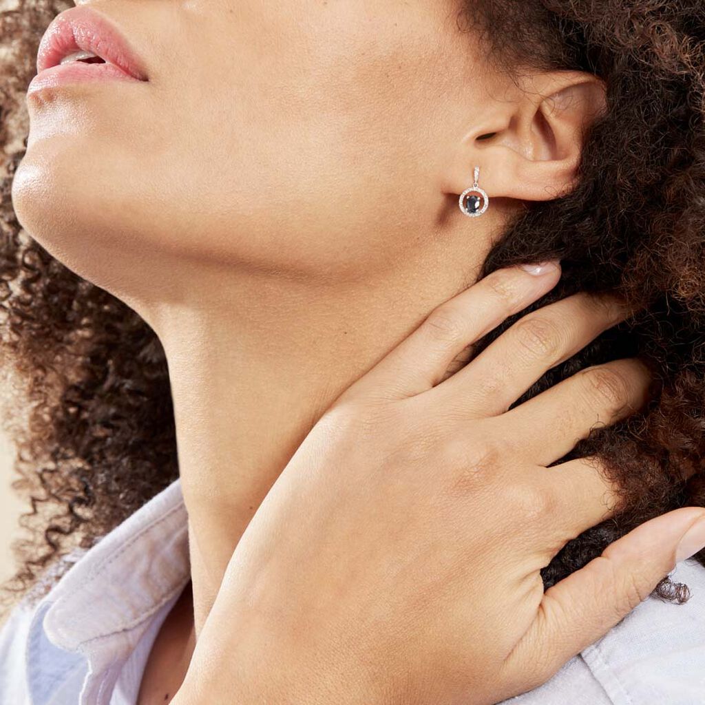 Boucles D'oreilles Pendantes Katerynn Or Blanc Saphir Diamants - Boucles d'oreilles pendantes Femme | Histoire d’Or