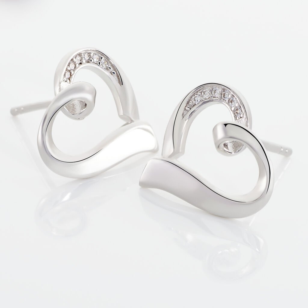 Boucles D'oreilles Puces Daviane Argent Blanc Oxyde De Zirconium - Boucles d'oreilles fantaisie Femme | Histoire d’Or