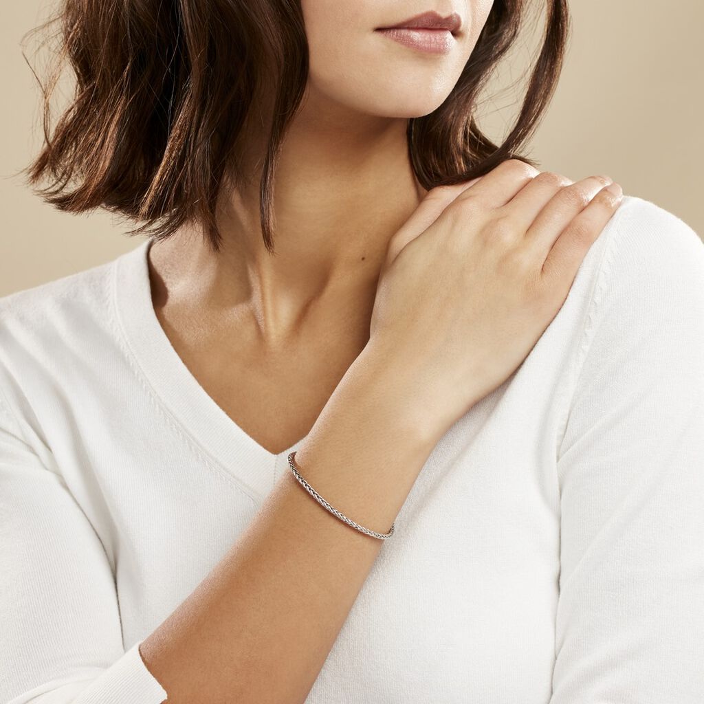 Bracelet Jayna Maille Palmier Or Blanc - Bracelets chaîne Femme | Histoire d’Or