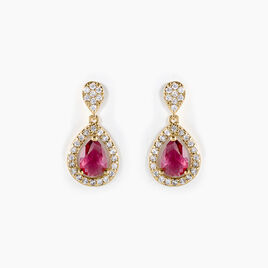 Boucles D'oreilles Pendantes Brigita Plaqué Or Pierre Et Oxyde - Boucles d'oreilles fantaisie Femme | Histoire d’Or