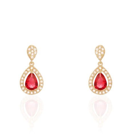Boucles D'oreilles Pendantes Brigita Plaqué Or Pierre Et Oxyde - Boucles d'oreilles fantaisie Femme | Histoire d’Or