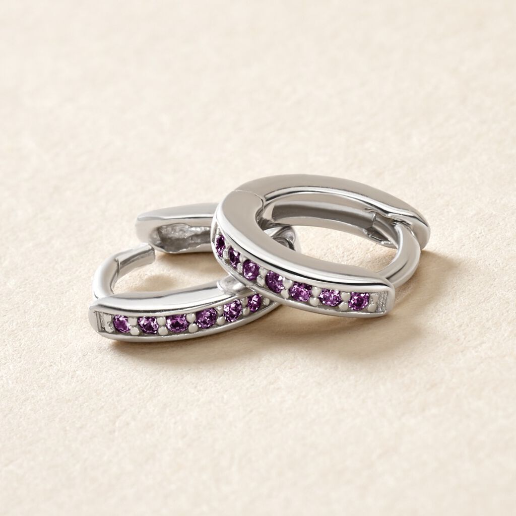 Créoles Rio Argent Blanc Oxyde De Zirconium - Boucles d'oreilles créoles Femme | Histoire d’Or