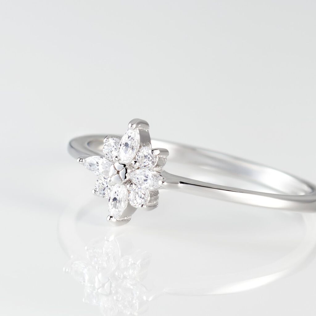 Bague Eclat Argent Blanc Oxyde De Zirconium - Bagues avec pierre Femme | Histoire d&rsquo;Or