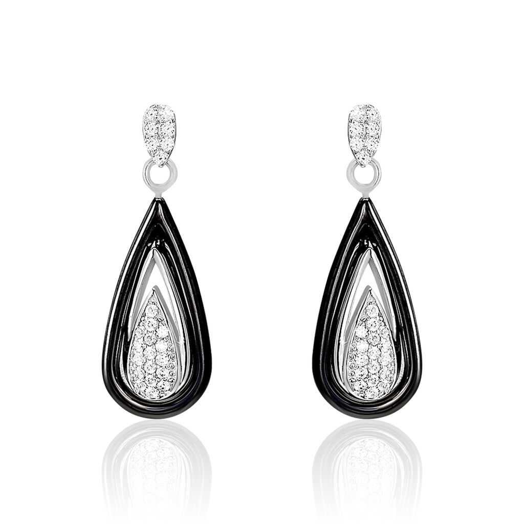 Boucles D'oreilles Pendantes Marina Cera Argent  Céramique Et Oxyde - Boucles d'oreilles pendantes Femme | Histoire d’Or