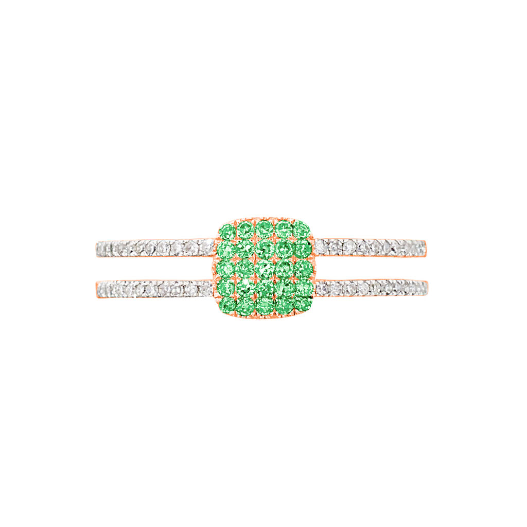 Bague Aude Or Rose Emeraude Et Diamant - Bagues avec pierre Femme | Histoire d’Or