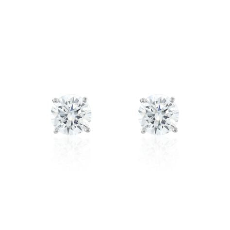 Boucles D'oreilles Puces Or Blanc Katherina Oxyde De Zirconium - Clous d'oreilles Femme | Histoire d’Or