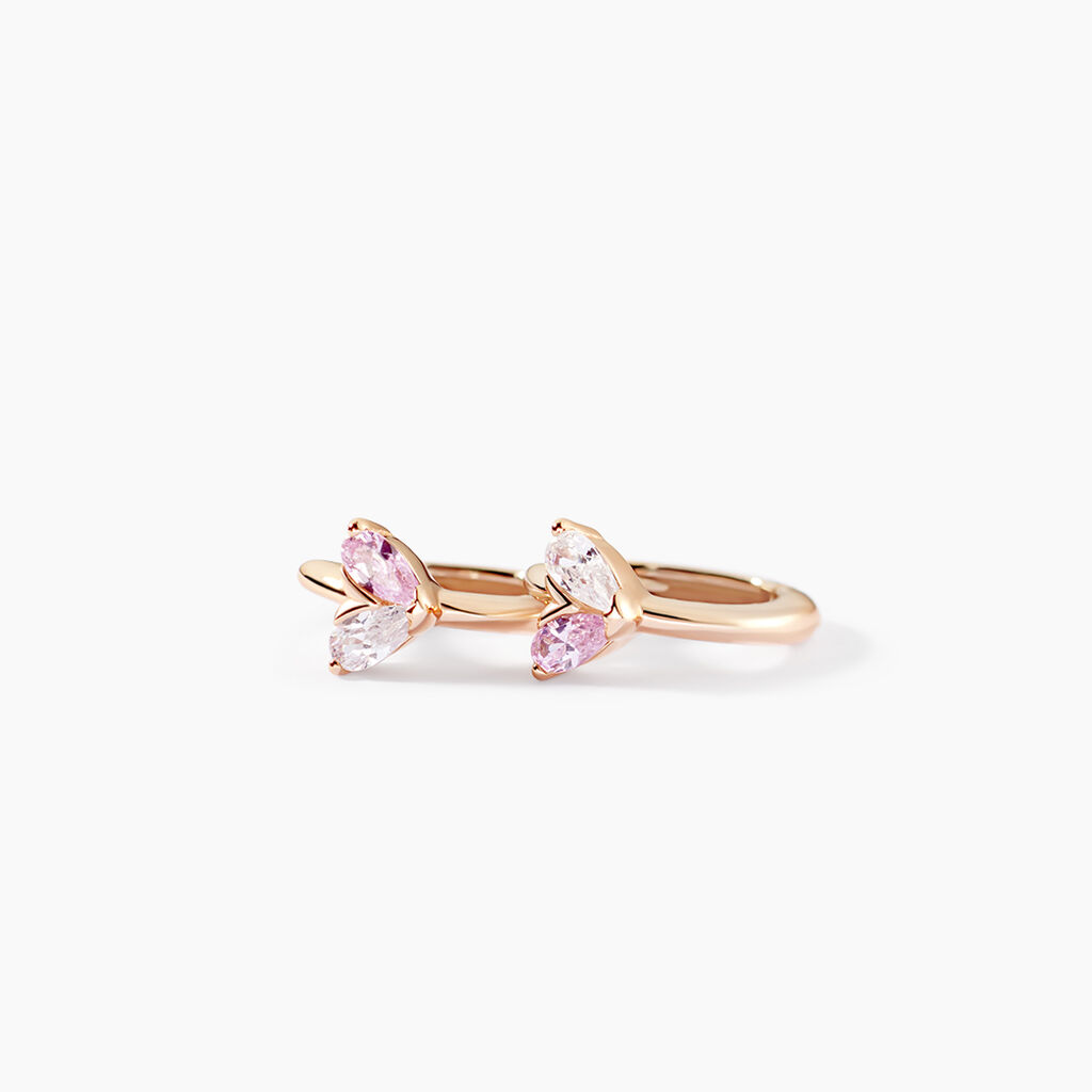 Créoles Myhalf Argent Rose Oxyde De Zirconium - Boucles d'oreilles créoles Femme | Histoire d’Or