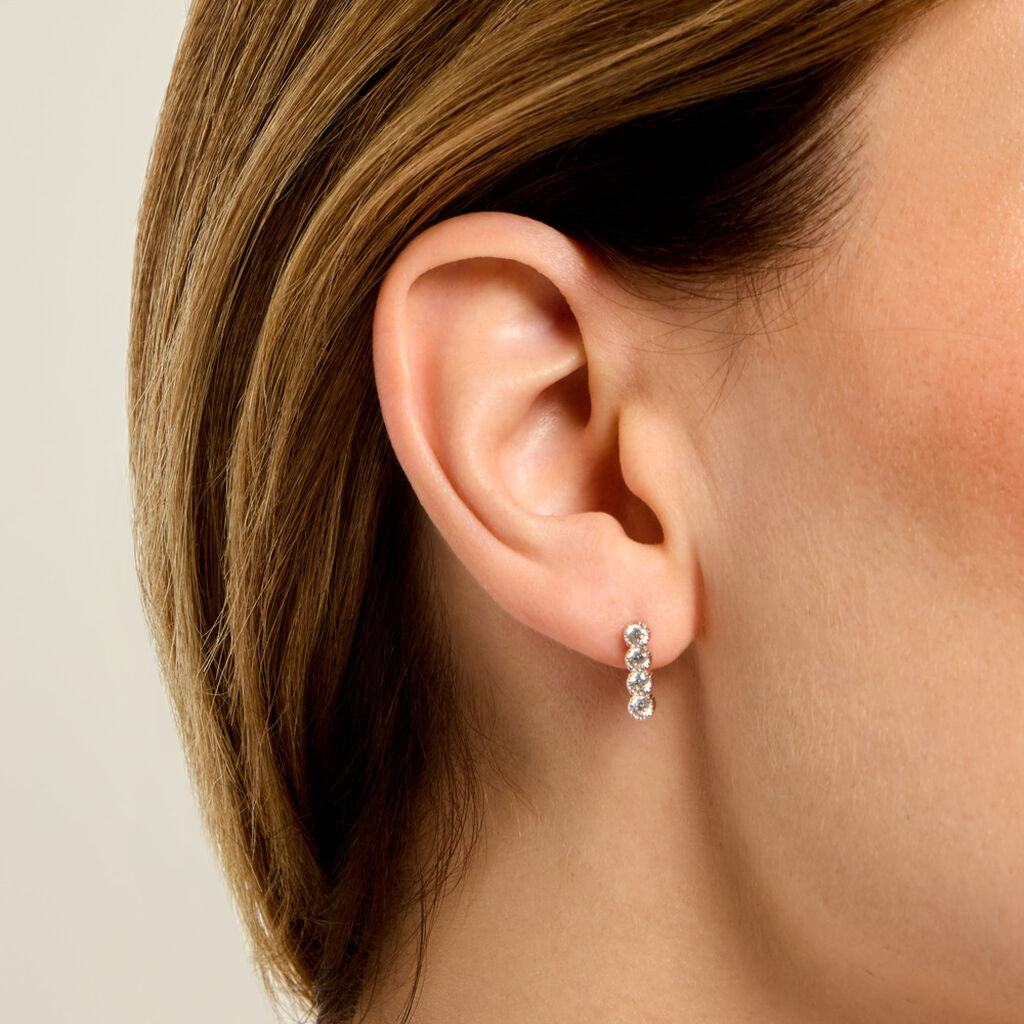 Boucles D'Oreilles Puces Evdokia Argent Blanc Oxyde De Zirconium - Boucles d'oreilles fantaisie Femme | Histoire d&rsquo;Or