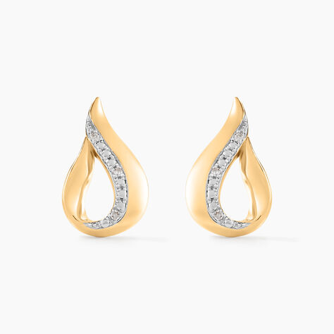 Boucles D'oreilles Puces Goccie Or Jaune Diamant - Clous d'oreilles Femme | Histoire d&rsquo;Or