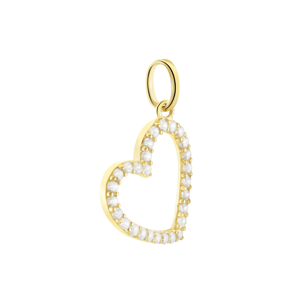 Pendentif Coeur Penche Or Jaune Oxyde De Zirconium - Pendentifs Coeur Femme | Histoire d’Or