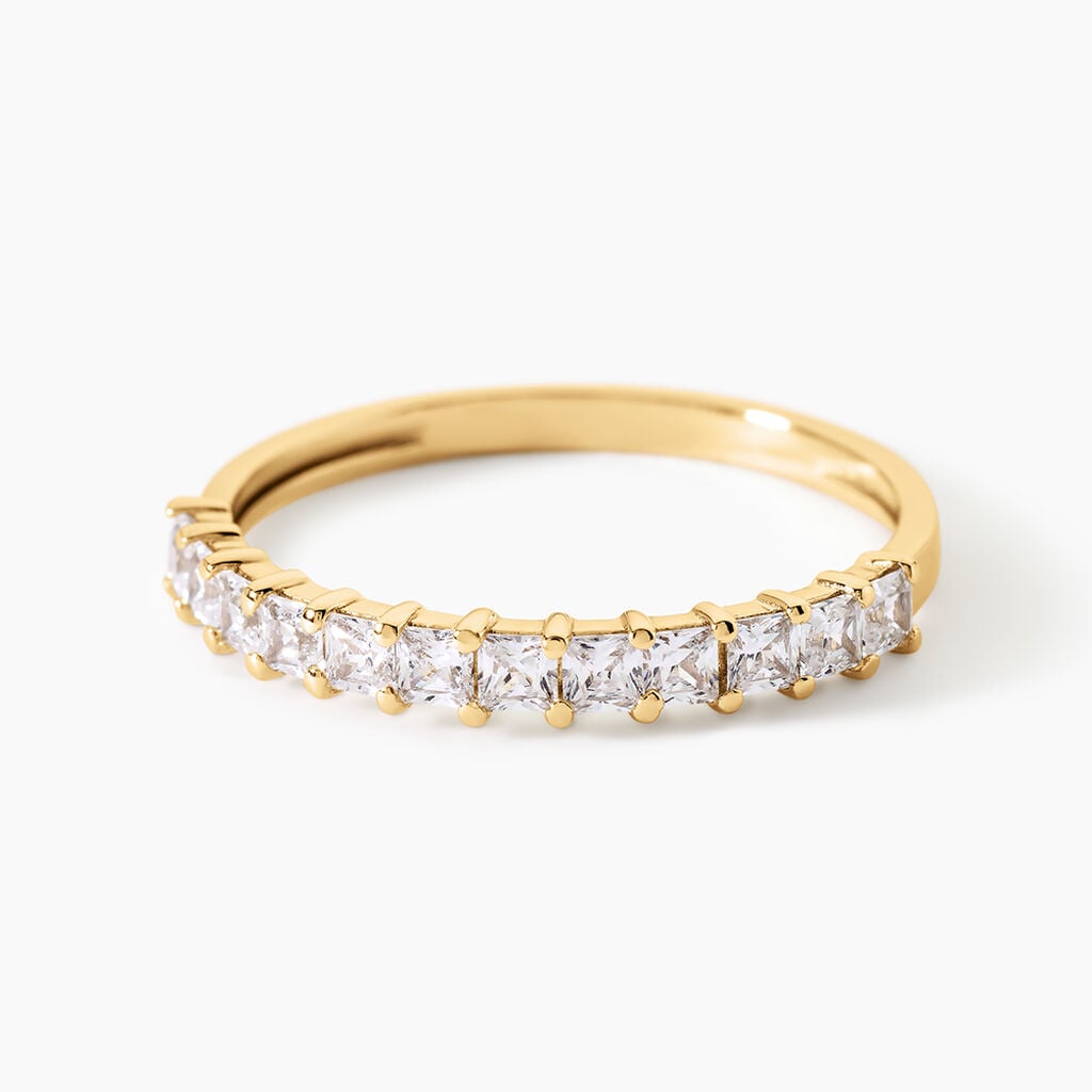 Bague Jahzeel Argent Dor&eacute; A L'Or 750/1000 Oxyde De Zirconium - Bagues avec pierre Femme | Histoire d&rsquo;Or