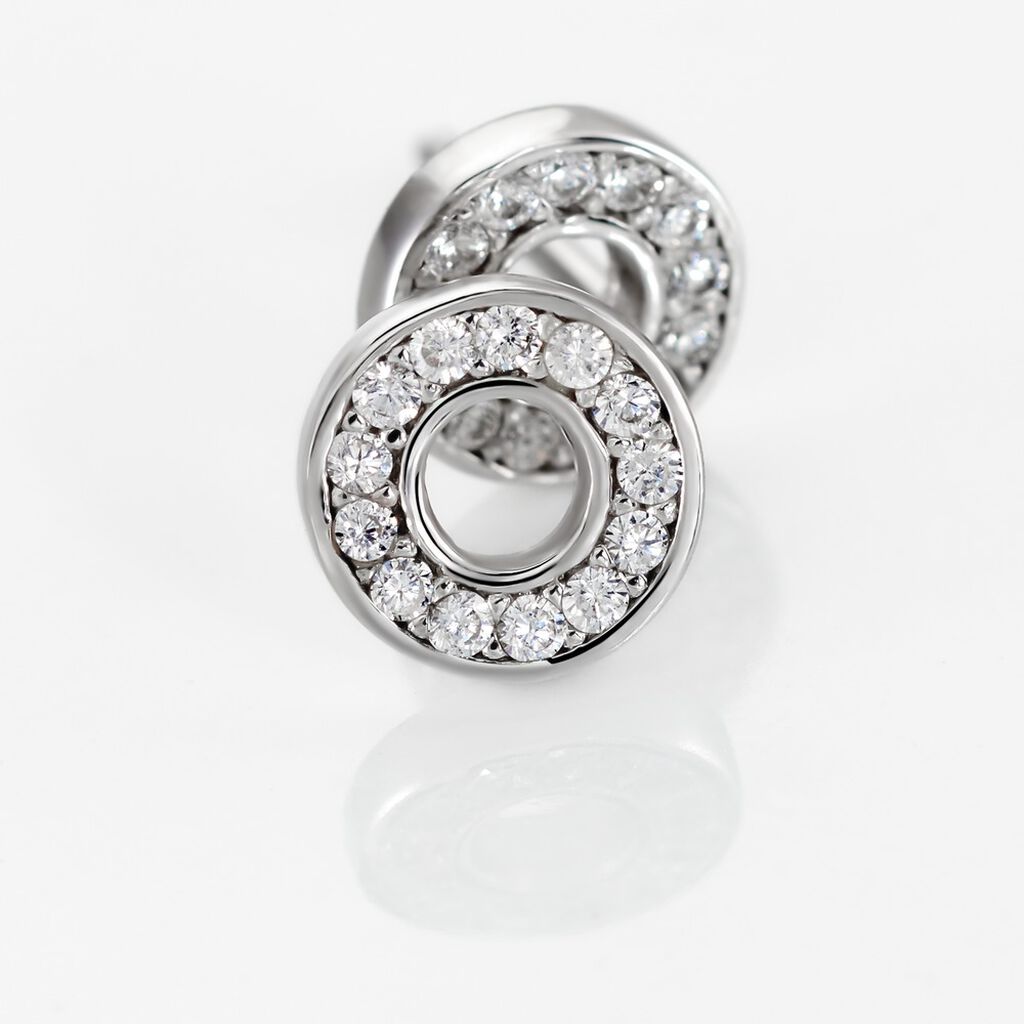 Boucles D'oreilles Puces Argent Blanc Eujen Oxydes De Zirconium - Boucles d'oreilles fantaisie Femme | Histoire d&rsquo;Or
