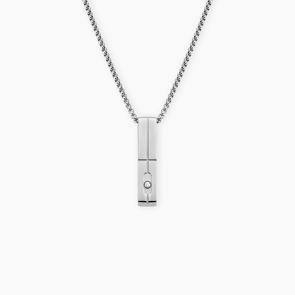 Collier Hugo Acier Blanc Oxyde De Zirconium - Sautoirs Femme | Histoire d&rsquo;Or