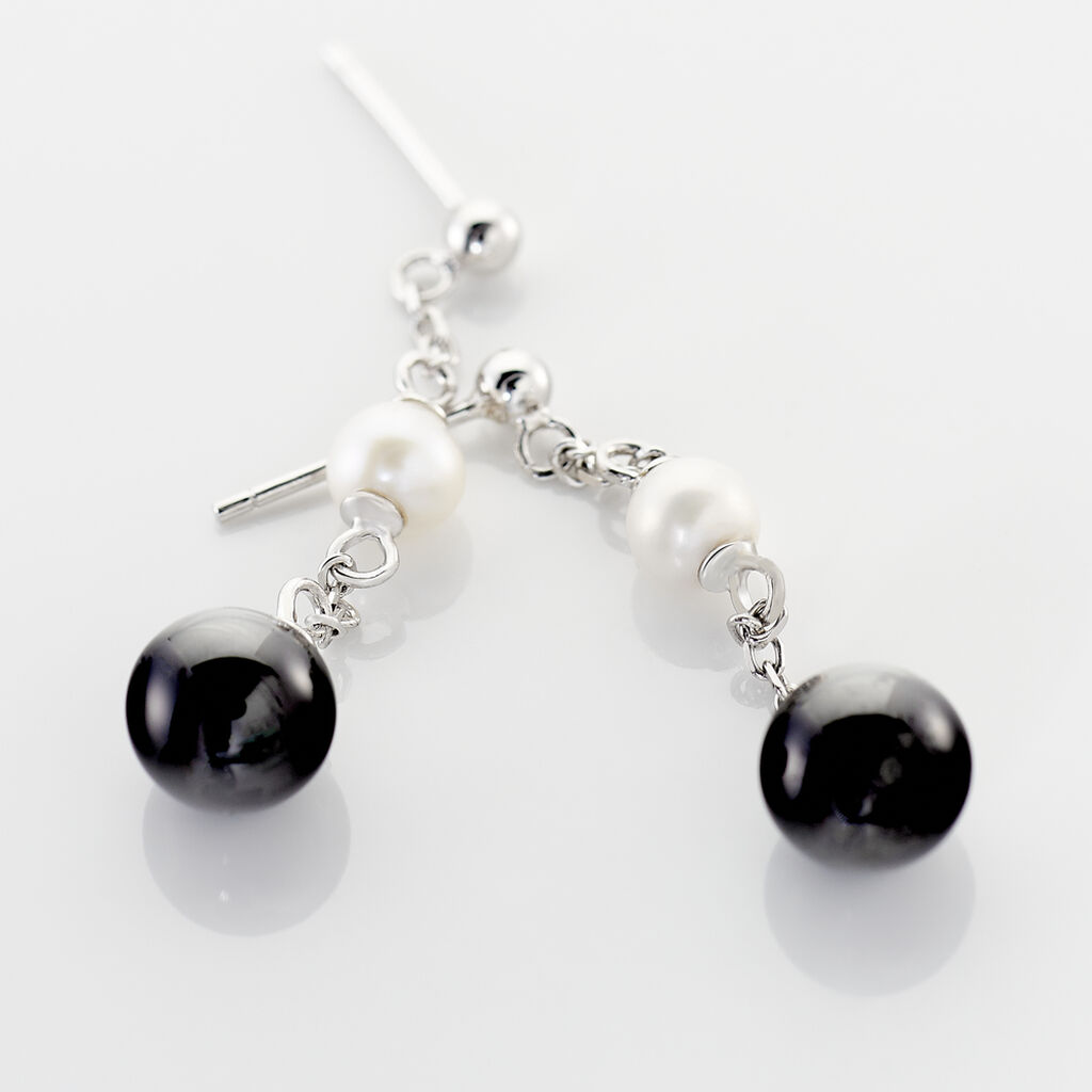 Boucles D'oreilles Pendantes Lucia Cera Argent Blanc Perle De Culture - Boucles d'oreilles fantaisie Femme | Histoire d&rsquo;Or