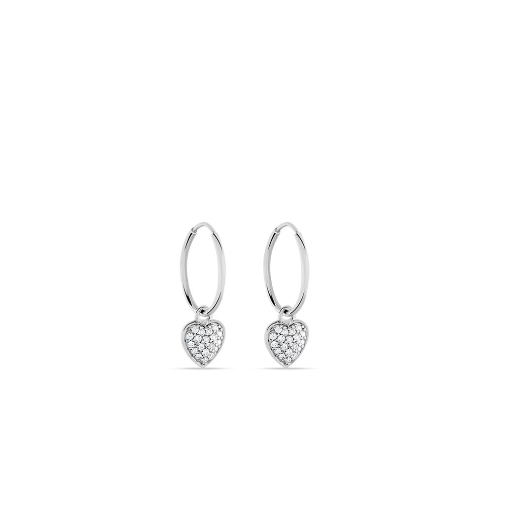Creoles Or Blanc 375/1000 Lulu - Boucles d'oreilles créoles Femme | Histoire d’Or