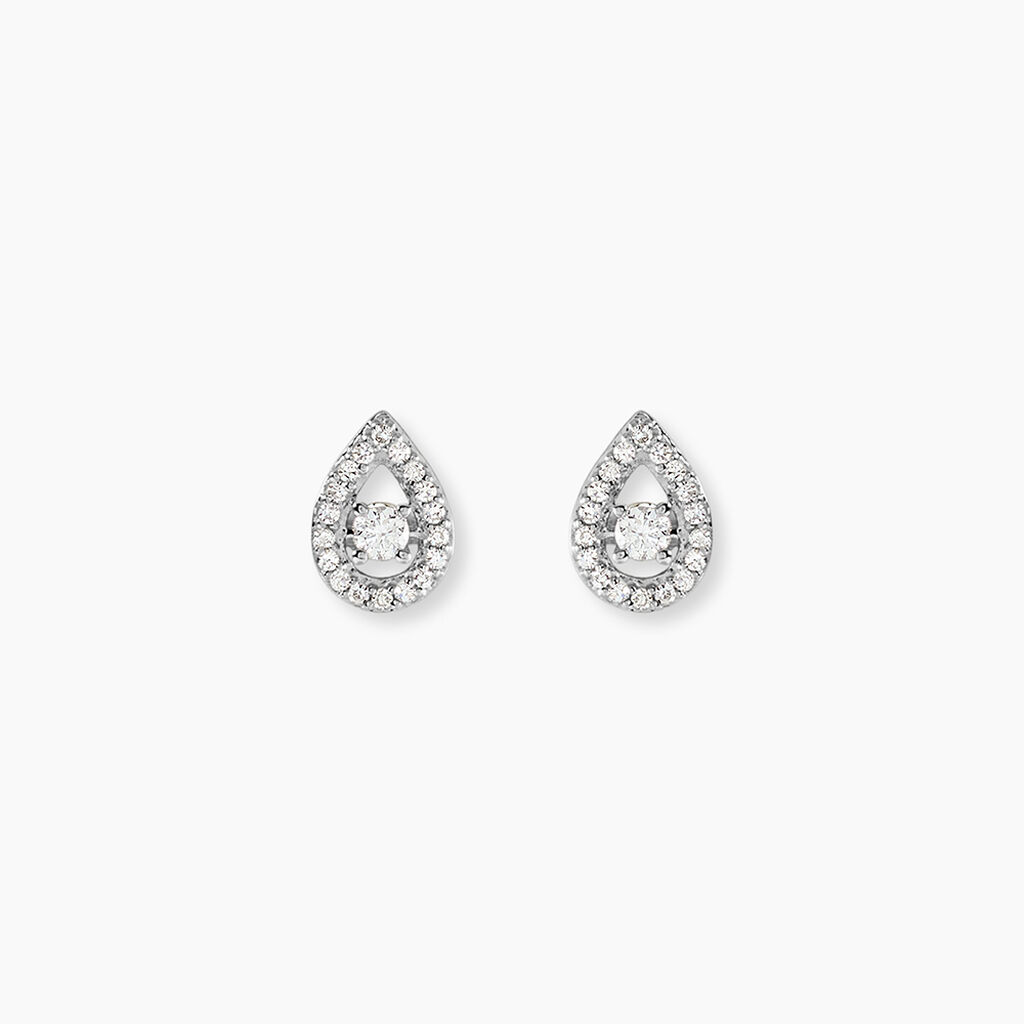 Boucles D'oreilles Puces Domitia Or Blanc Diamant - Boucles d'oreilles pierres pr&eacute;cieuses Femme | Histoire d&rsquo;Or