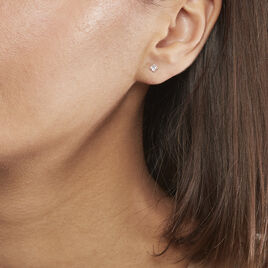 Boucles D'oreilles Puces Doreen Carre Or Rose Oxyde De Zirconium - Clous d'oreilles Femme | Histoire d’Or