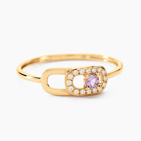 Bague Deonne Or Jaune Améthyste Oxyde De Zirconium - Bagues solitaires Femme | Histoire d’Or