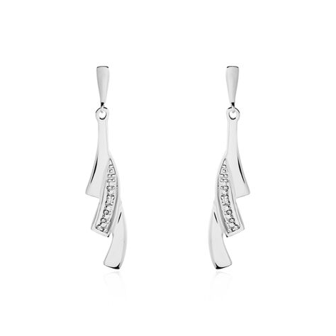 Boucles D'oreilles Pendantes Audrey Or Blanc Diamant - Boucles d'oreilles pendantes Femme | Histoire d’Or