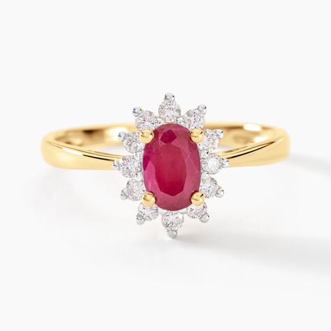 Bague Or Jaune Rubis Diamants - Bagues solitaires Femme | Histoire d’Or