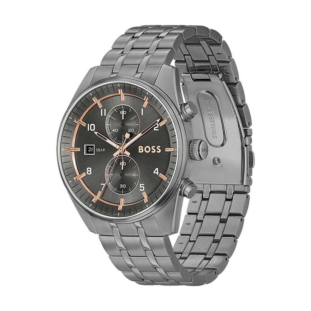 Montre Boss Skytraveller Gris - Id&eacute;es cadeaux Homme | Histoire d&rsquo;Or