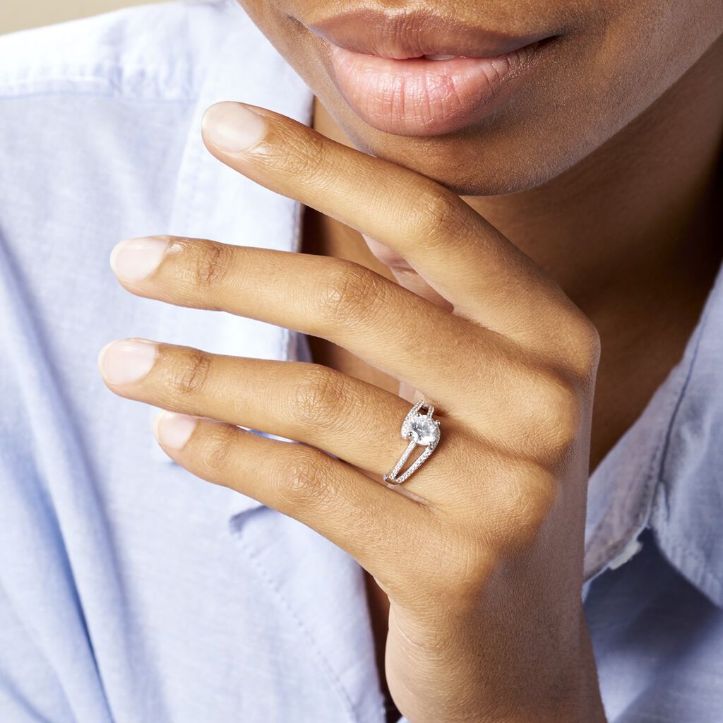 Bague Solitaire Maggy Argent Blanc Oxyde De Zirconium - Bagues solitaires Femme | Histoire d’Or
