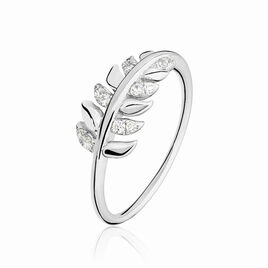 Bague Jade Argent Blanc Oxyde De Zirconium - Bagues avec pierre Femme | Histoire d’Or