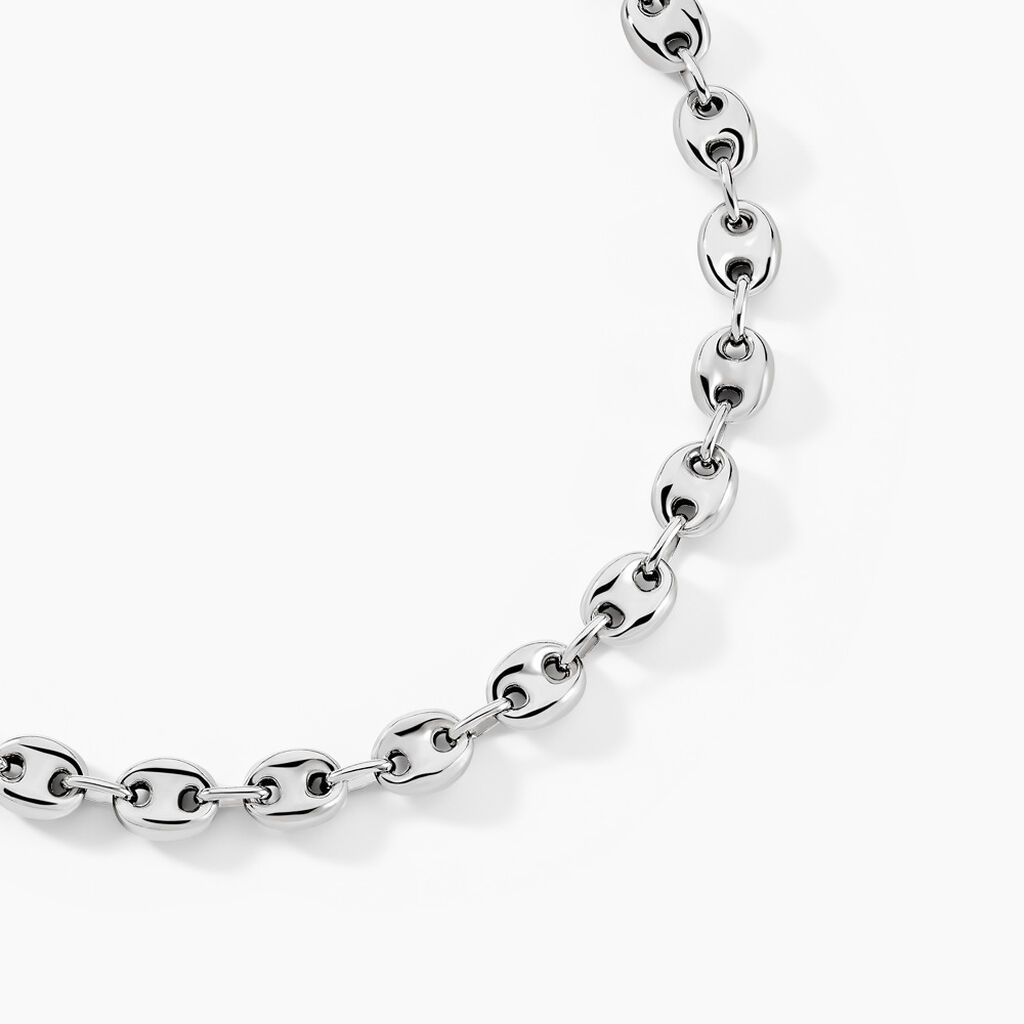 Collier Carrus Maille Grain De Cafe Argent Blanc - Chaines Homme | Histoire d’Or
