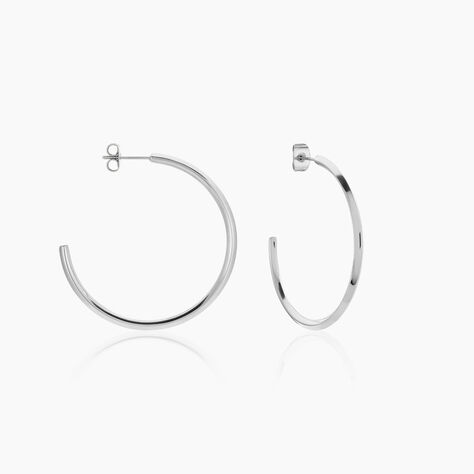 Créoles Tahaa Acier Blanc - Boucles d'oreilles créoles Femme | Histoire d’Or