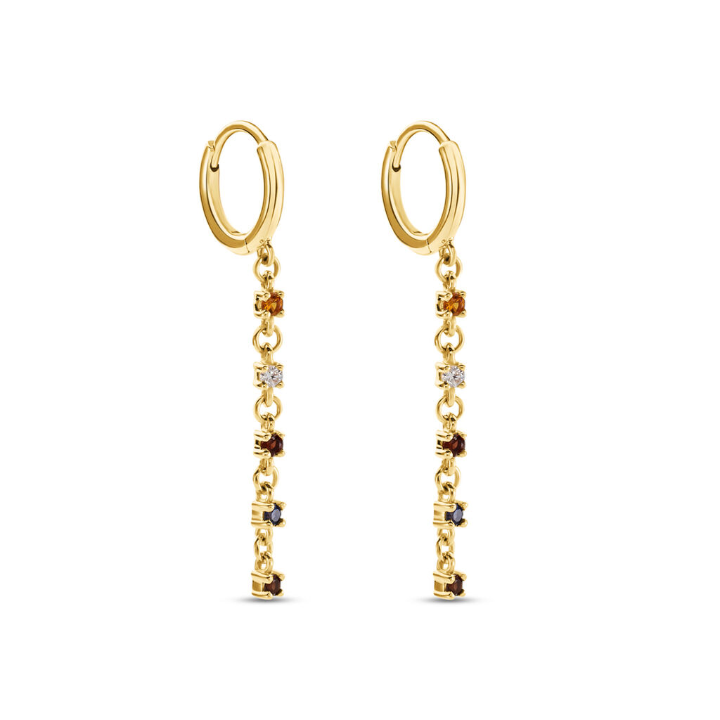 Créoles Céphée Plaqué Or Doré Oxyde De Zirconium - Boucles d'oreilles créoles Femme | Histoire d’Or