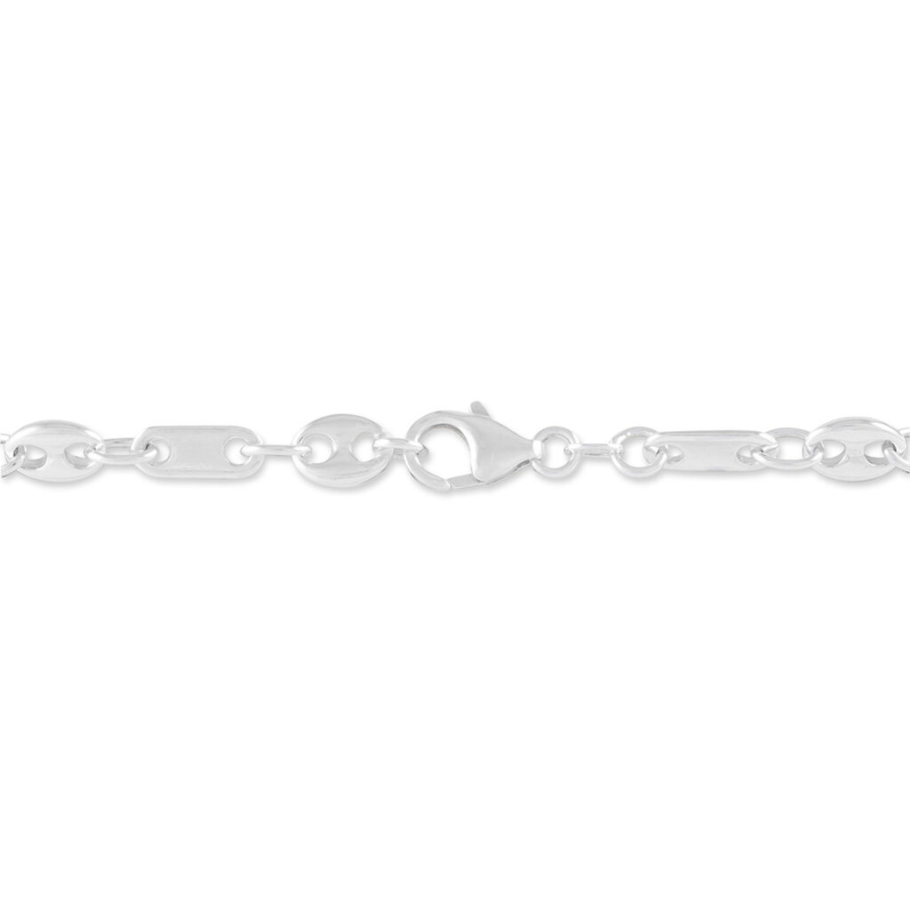 Bracelet Pomeline Maille Grain De Cafe Et Plaquettes Argent Blanc - Bracelets chaîne Homme | Histoire d’Or