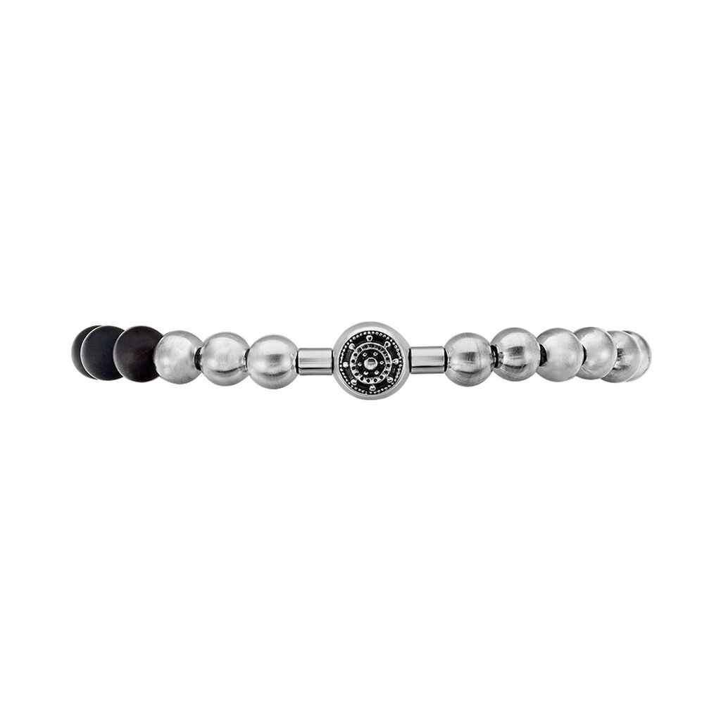 Bracelet Acier Lysane Boules Lisses Noires - Bracelets fantaisie Homme | Histoire d’Or