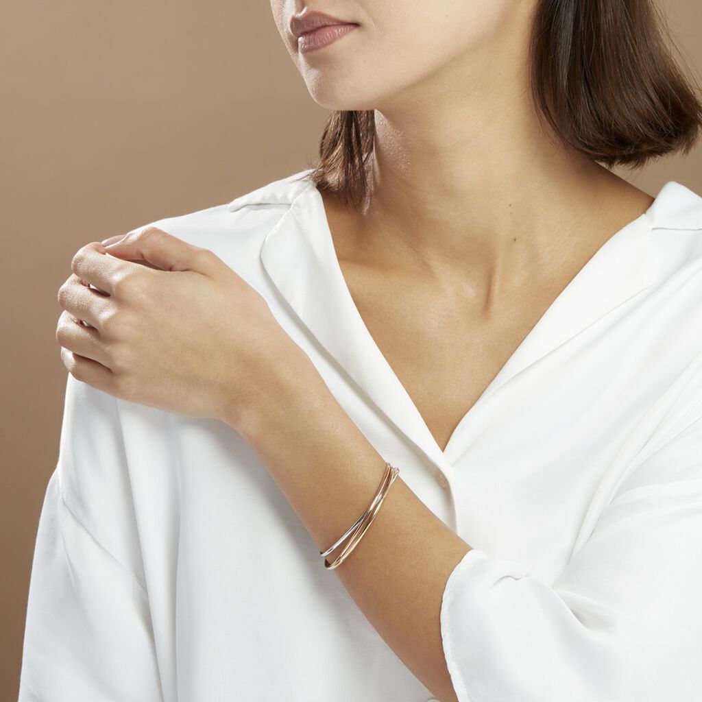 Bracelet Jonc Catalin 3 Fils Entrelaces Or Tricolore - Bracelets joncs Femme | Histoire d’Or