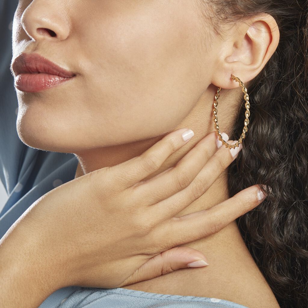 Creoles Acier Dore Antonello - Boucles d'oreilles créoles Femme | Histoire d’Or
