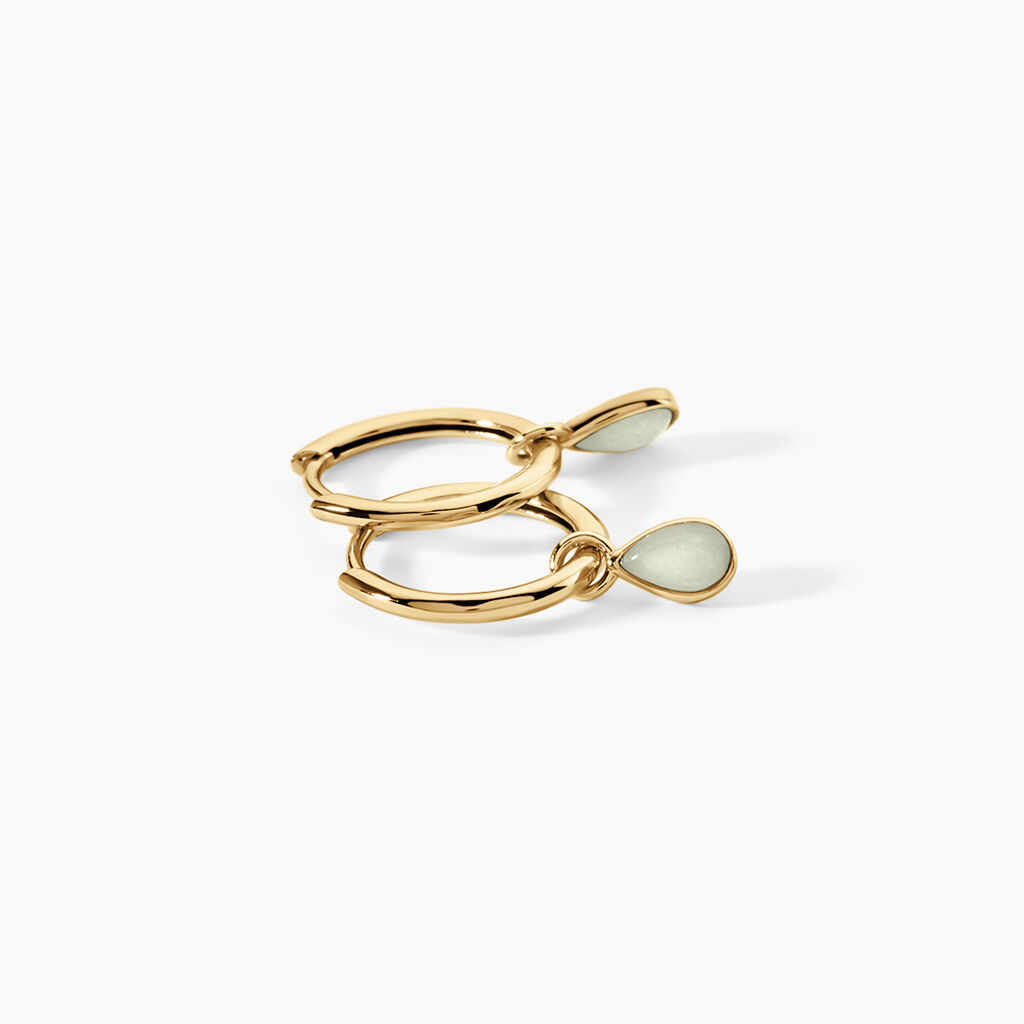 Cr&eacute;oles Ondee Argent Dor&eacute; A L'Or 750/1000 Amazonite - Boucles d'oreilles cr&eacute;oles Femme | Histoire d&rsquo;Or