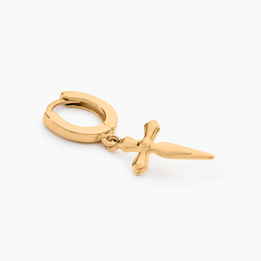Créole Unitaire Harvey Plaqué Or Jaune - Boucles d'oreilles créoles Homme | Histoire d’Or