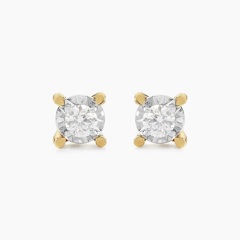 Boucles D'oreilles Puces Diamotion Or Jaune Diamant - Clous d'oreilles Femme | Histoire d&rsquo;Or