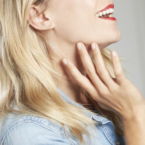 Boucles D'oreilles Pendantes Helsa Argent Blanc - Bijoux Infini Femme | Histoire d’Or