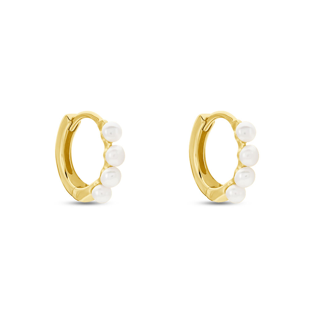 Créoles Per Or Jaune Perle De Culture - Boucles d'oreilles créoles Femme | Histoire d’Or