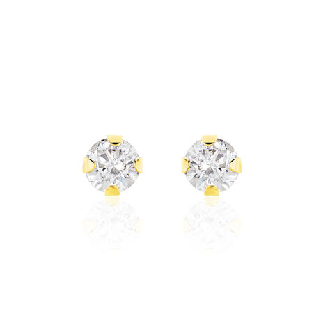 Boucles D'oreilles Puces Eddie Or Jaune Oxyde De Zirconium - Clous d'oreilles Femme | Histoire d’Or