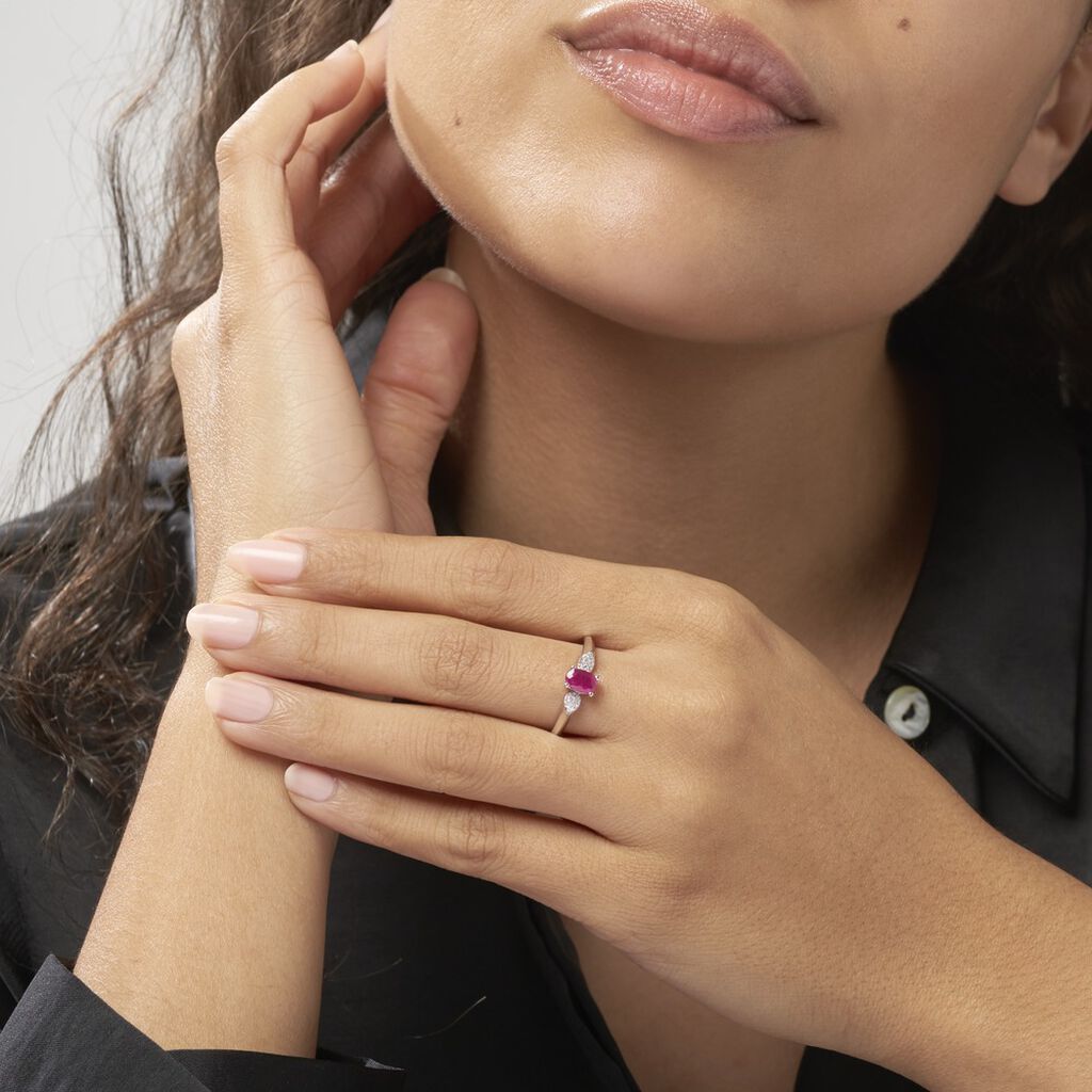 Bague Edgina Or Blanc Rubis Et Diamant - Bagues solitaires Femme | Histoire d’Or
