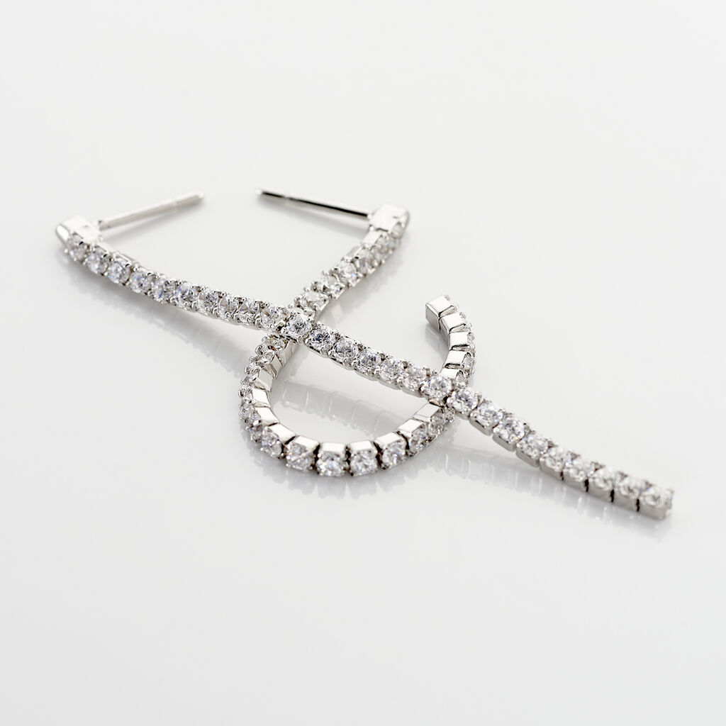 Boucles D'oreilles Pendantes Lou-anne Argent Blanc Oxyde De Zirconium - Boucles d'oreilles fantaisie Femme | Histoire d’Or