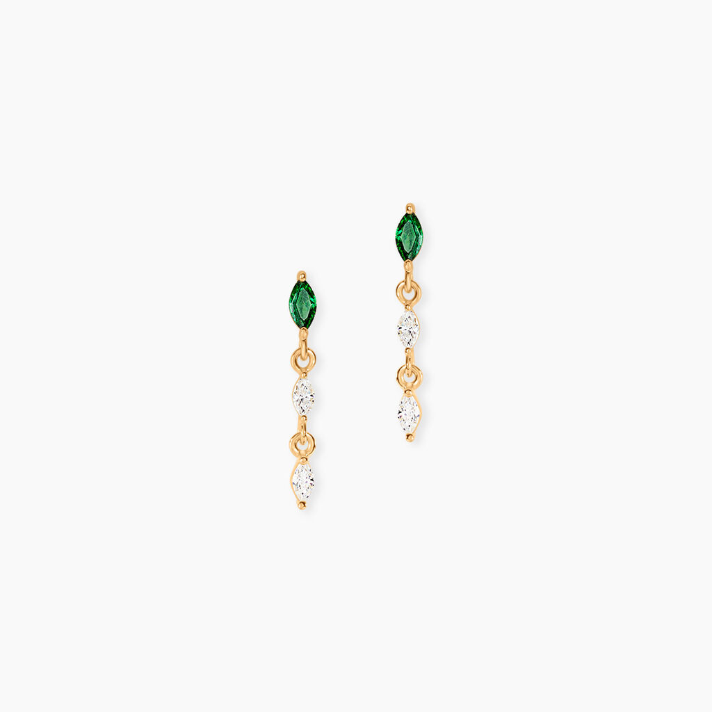 Boucles D'Oreilles Pendantes Amazone Plaqu&eacute; Or Jaune Oxyde De Zirconium - Boucles d'oreilles fantaisie Femme | Histoire d&rsquo;Or