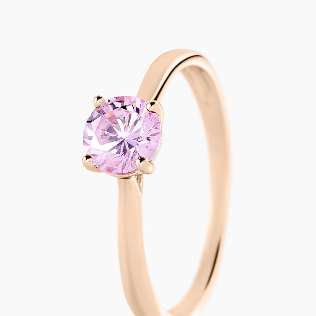 Bague Rio Argent Rose Oxyde De Zirconium - Bagues solitaires Femme | Histoire d&rsquo;Or